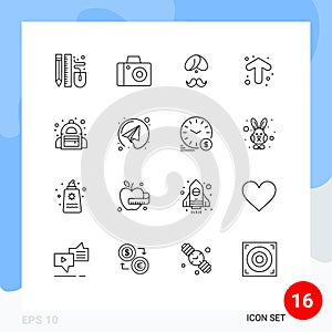 Stock Vector Icon Pack of 16 Line Signs and Symbols for up, arrow, hindu, turba, people photo