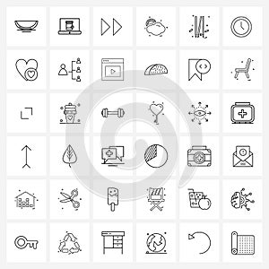 Stock Vector Icon Set of 36 Line Symbols for game, cricket, arrow, weather, summer