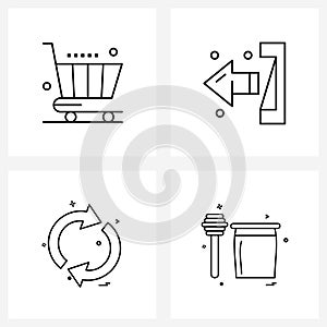 Stock Vector Icon Set of 4 Line Symbols for business, direction, exit, logout, refresh