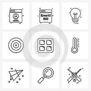 Stock Vector Icon Set of 9 Line Symbols for hot, puff, goal, powder, cosmetic