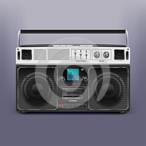 Stock vector illustration boombox. Tape recorder. Record player. Retro, Rastafarian, reggae. EPS 10