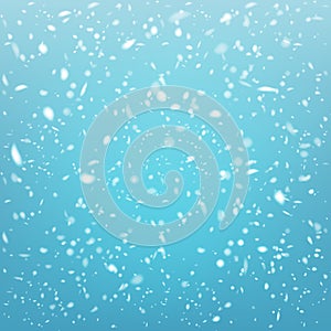 Stock vector illustration falling snow overlay. Snowflakes, snowfall. Blue background. Fall of snow, blizzard, snowstorm, snow.