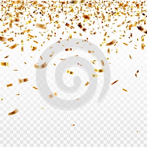 Stock vector illustration gold confetti isolated on a transparent background. EPS 10