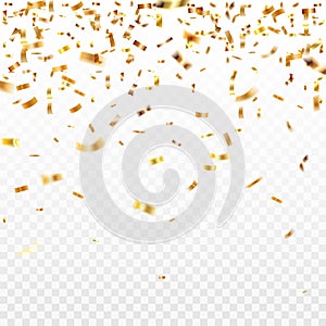 Stock vector illustration gold confetti isolated on a transparent background. EPS 10