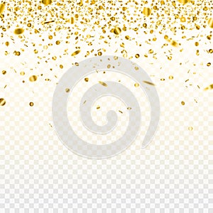 Stock vector illustration gold confetti isolated on a transparent background. EPS 10