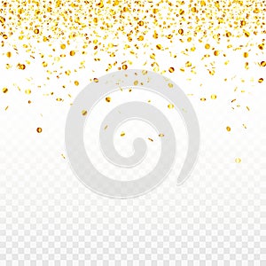 Stock vector illustration gold confetti isolated on a transparent background. EPS 10