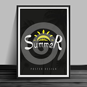 Stock vector illustration mockup mock up realistic picture template night billboard summer. Nighttime, black, late evening, party,