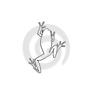 Stock vector illustration.One single line drawing of cute frog for company logo identity. Amphibian animal icon concept