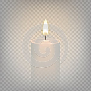 Stock vector illustration realistic candle flame fire light. Isolated on a transparent background. EPS 10