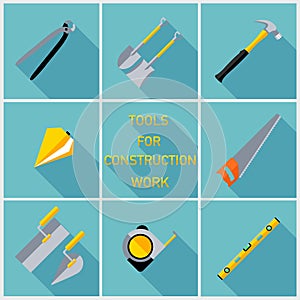 Stock vector illustration set isolated icons,tools for construction works.
