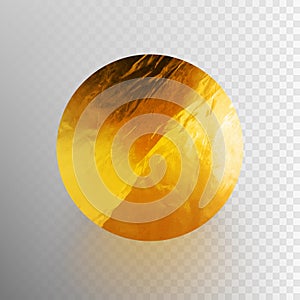 Stock vector illustration shiny, sparkly gold leaf circle. Metal foil texture Isolated on a transparent background. EPS 10