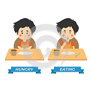 Stock Vector Kids Hungry and Eating