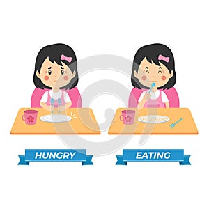 Stock Vector Kids Hungry and Eating