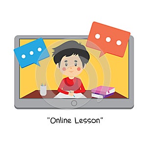 Stock Vector Kids Online Lessons