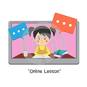 Stock Vector Kids Online Lessons