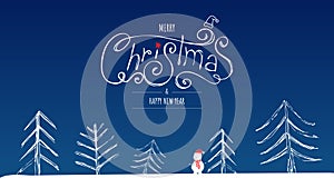 Stock Vector Merry Christmas banner or card. Happy new year Template with white christmas trees