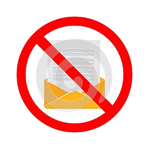 Stock vector of no email. Prohibition for sending email. No communication by email