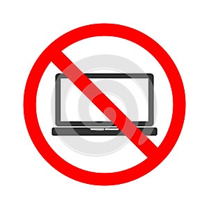 Stock vector of no laptop. Prohibition for accessing laptop. Don`t use computer