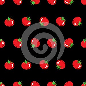 Stock Vector red tomato pattern on black background wallpaper