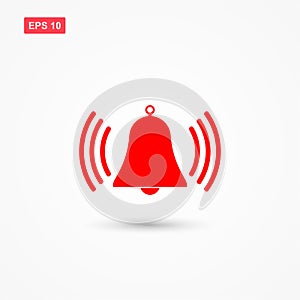 Ring bell alarm red icon vector