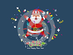 Stock vector Santa Claus. Merry christmas and happy new year greeting card. Vector clipart illustration on color background