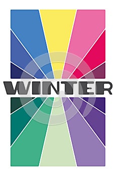 Stock vector seasonal color analysis palettes for winter type of appearance