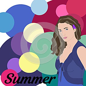 Stock vector summer type of female appearance. Face of young woman