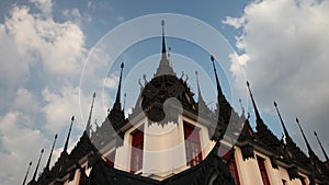 Stock Video Footage 1920x1080 1080p HDV Bangkok Buddhist Temple Architecture Timelapse Accelerated Sky Summer Travel Asia Wat Ratc