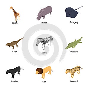 Stockbreeding icons set, isometric style