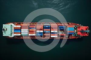 Stocked Container ship cargo. Generate Ai