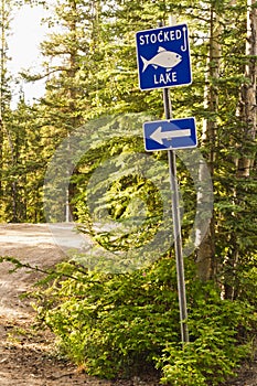 Stocked lake information sign