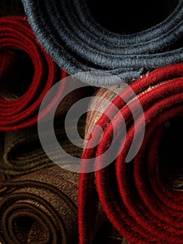 Stocked rolled carpets