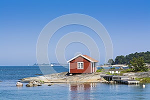 Stockholm archipelago: small red summerhouse