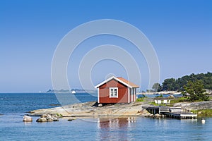 Stockholm archipelago: small red summerhouse photo