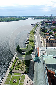 Stockholm. Areal view to the channel photo