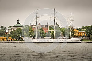 Stockholm attraction ship Sweden cloudy old town cityscape landscape landmark