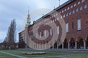 Stockholm City Hall at early morning in winter