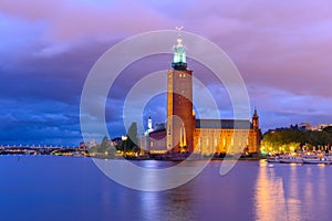 Stockholm city hall at night. Sweden