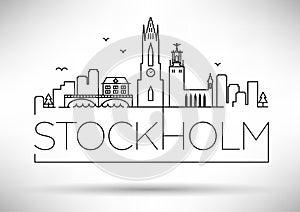 Stockholm City Line Silhouette Typographic Design