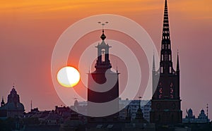 Stockholm City in sunset