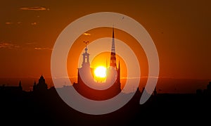 Stockholm cityscape at sunset