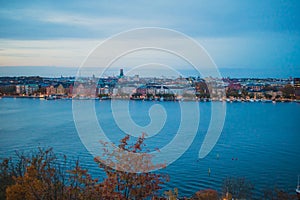 Stockholm cityscape viewed from Skinnarviksberget