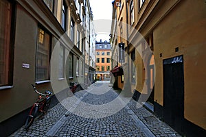 Stockholm Gamla Stan old town main street district. Stockholm, Sweden