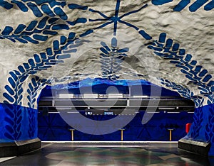 Stockholm metro or tunnelbana central station T-Centralen with i photo