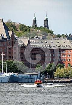 Stockholm. The old buildings on the seaboard