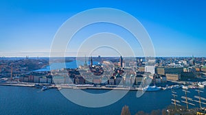 Stockholm old town - Gamla stan. Aerial view photo of Sweden capital