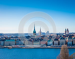 Stockholm old town - Gamla stan. Aerial view photo of Sweden capital