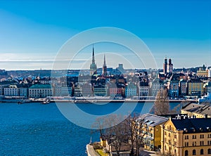 Stockholm old town - Gamla stan. Aerial view photo of Sweden capital