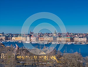 Stockholm old town - Ostermalm district. Aerial view photo of Sweden capital