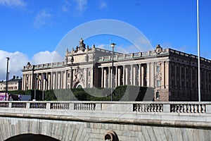 Stockholm, Sweden: april 1. 2017 - panorama of the Old Town Gamla Stan architecture in Stockholm, Sweden